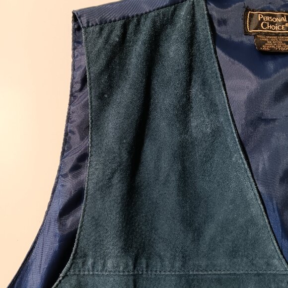 Men's "Personal Choice" Suede Vest with Snap closure / Blue / Size Large - Picture 5 of 14